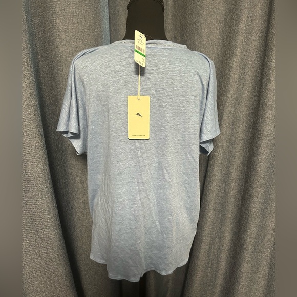 TOMMY BAHAMA Linnea Tie Front Linen Embellished Blouse, NWT, Size Large - Picture 4 of 6